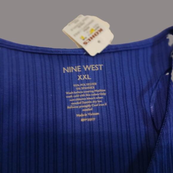 Nine West Long Sleeve Ribbed Dress with Faux Wrap Design Size 2XL - Picture 4 of 8